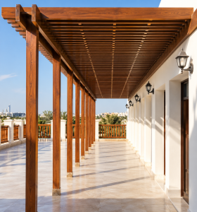 TIMBER PERGOLA AT AL BOOM RESTAURANT